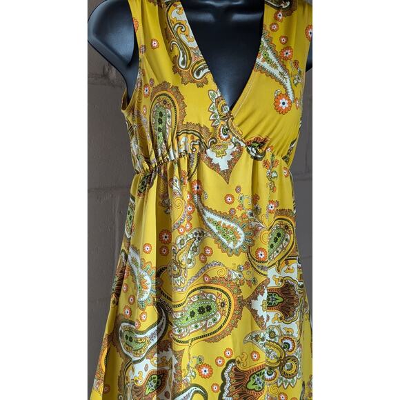 Charlotte Russe Paisley Print Mini Dress Sleeveless V Neck Vintage Y2K Medium - Picture 2 of 5